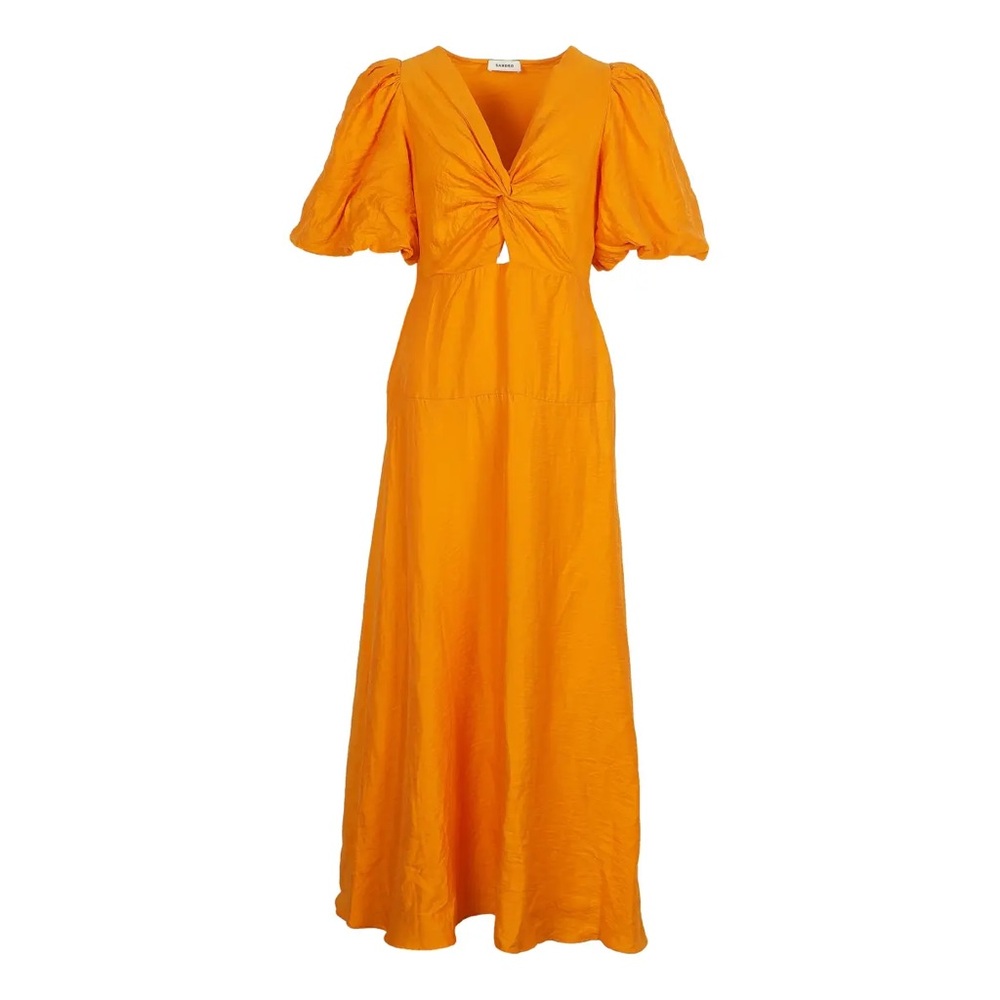 SANDRO Rambla Twist Orange Maxi Dress